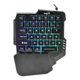 Teclado De Una Mano Gamer Nisuta Nskbg35 Color Negro Con Luz Rgb