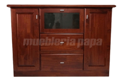 Mueble Tv Modular Bahiut 155 Cm Madera Lustrado Stock Ya 