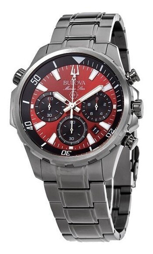 Relógio Bulova Masculino Marine Star 98b350 Grafite Vermelho