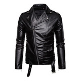 Jaqueta De Motoqueira Masculina Couro Fake Moda Slim Fit