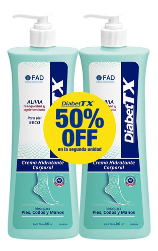 Diabettx Promo Crema 50% Off 2da Unidad 400 Ml Cada Una