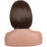 Caoba Peluca, Corta, Con Flequillo, Cabello Lacio, Resistent