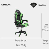 Silla De Escritorio Libitium Gamer Ergonómica  Negra Y Verde Con Tapizado De Cuero Sintético