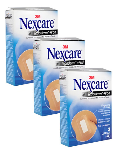 Kit 3 Curativo Nexcare Tegaderm Pad À Prova D'água 6cmx10cm