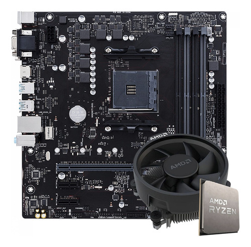 Kit Amd Placa Mãe Gigabyte B450m Ds3h + Ryzen 5 5600g Novo