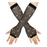 Guantes De Malla Largos Con Brillos Rock Punk Gotico Cosplay