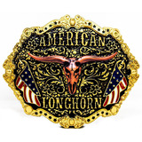 Fivela Cowboy American Longhorn Rodeio Country Eua Peao