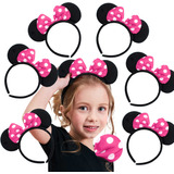 10 Diademas Orejas Mimi Minnie Mouse Moño Rosa Fucsia Fiesta