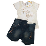 Conjunto Feminino Marisol Blusa E Shorts Jeans