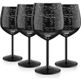 Copas De Vino De Acero Inoxidable 4 Piezas Chapadas En Negro