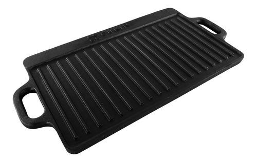 Plancha Churrasquera De Hierro Fundido 2 En 1 - 45x22x1.5cm Color Negro