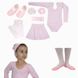 Kit Roupa De Ballet Infantil Manga Longa 7 Itens Completa