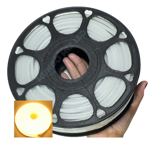 50mts Mangueira Neon Led 6x12 12v Corte 2,5cm Quente 3000k