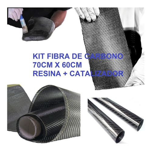 Kit Fibra De Carbono Tela 70cm X60cm + Kit Resina Endurec 3k
