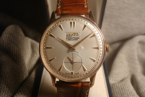 Precioso Reloj Jenco '53 Antiguo Hombre Oro Plaque 18k Joya!