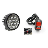 Luz 12 Led Auxiliar  Moto Rodondo  12w + Tecla On Off