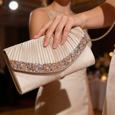 Bolso De Noche Champán, Multifunción Mano Y Bandolera
