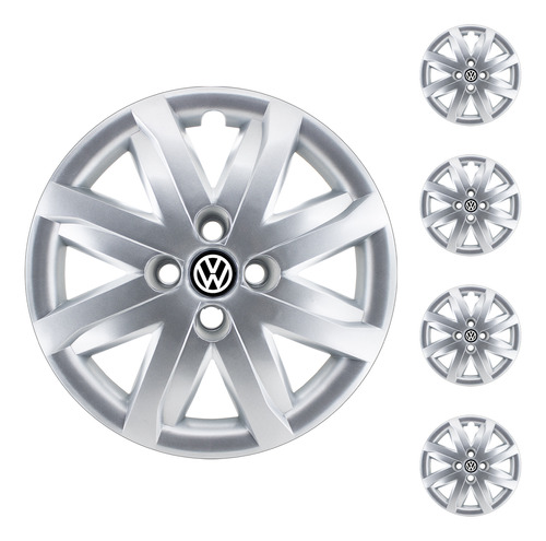 Juego X4 Tazas Vw Gol Power 2010 2013 14 Pulgadas + Logo