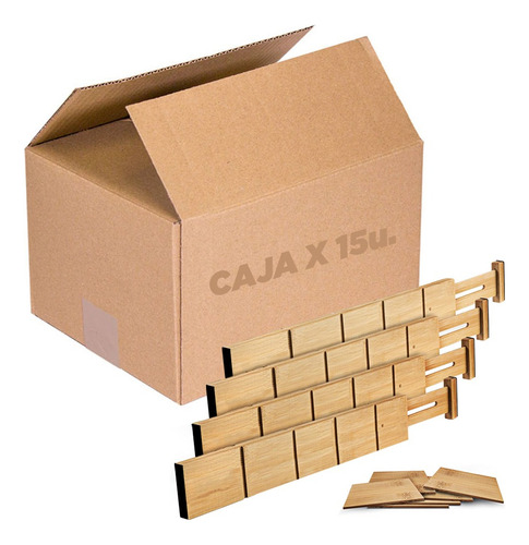 Cubiertero Ajustable Organizador Madera 43-56cm Caja X 15u.
