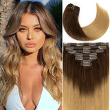 Caliee Extensiones De Cabello Humano Con Clip, Color Marrn O