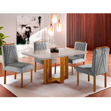 Conjunto Sala De Jantar Mesa 4 Cadeiras Madeira Maciça Madri