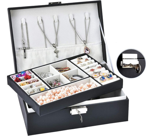 Alhajero Organizador C/ Llave Joyeria Anillos Caja Accesorio