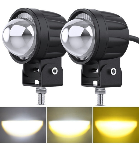 2pzs Faros Auxiliares Led Doble Color Para Auto Moto+3 Modos