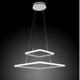 Lustre Pendente Led 2 Arcos Moderno Quadrado Branco Premium