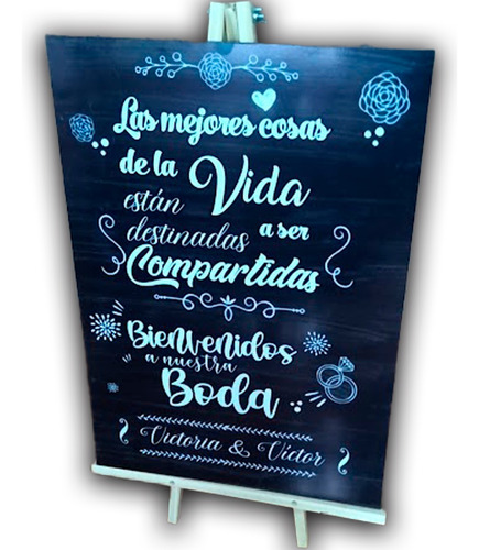 Cartel De Bodas, 15 Años Eventos Mas Atril Grande  90 X 60 