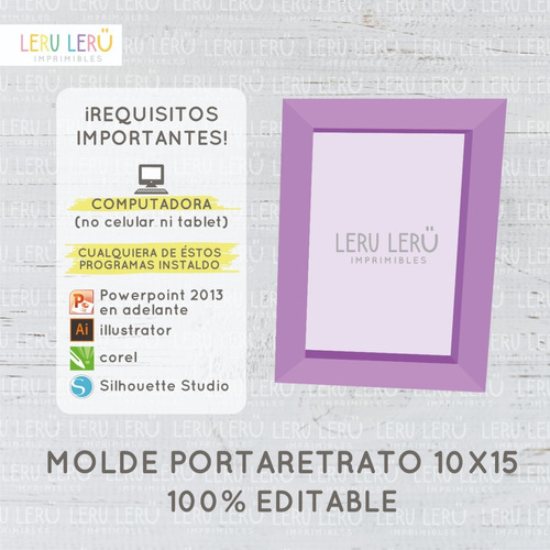 Kit Imprimible Molde Portarretrato Marco 10x15 (editable)