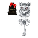 Charm Lince Gato Gatito Amor Corazón Plata S925 Compatible