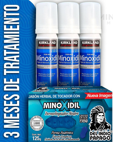 Minoxidil 5% Espuma Foam 3 Meses Tratamiento + Jabón 0.1