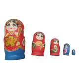 5 Figuras Navideñas Pintadas A Mano Home Wooden Russian Red