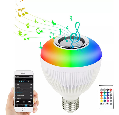 Lâmpada Rgb C/caixinha Som Musical Bluetooth Controle Remoto