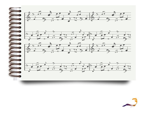 Caderno Musica Estudo Pautado 100 Paginas Pequeno 21x15