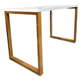 Mesa Industrial Escrivaninha Escritório 120cm Dourado Com Branco