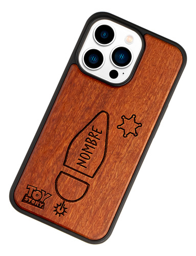 Funda Para iPhone Woody Toy Story Madera Grabada Con Nombre