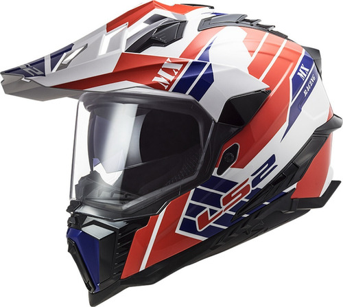 Casco Cross City Ls2 Explorer Atlantis  Blanco Rojo 