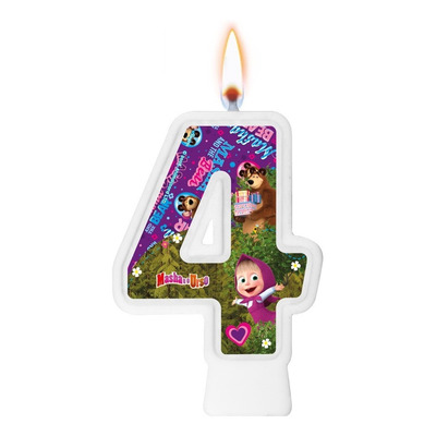 Número 4 - Vela Masha E O Urso - Aniversário, Bolo E Festa