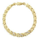 Pulsera Oro 14k Lam Swarovski Blanco 19 O 21cm Regalo Bella