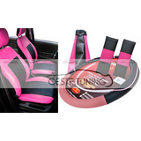 Fundas Rosa Auto + Cubre Volante + Cofia + Cubre Cinturones