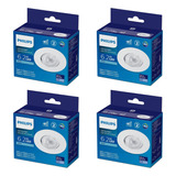 4x Spot Led Embutir 6,2w 6500k Philips Redondo 550l Luz Fria