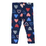 Calça Legging Infantil Feminina Malwee Corações Marinho - 10