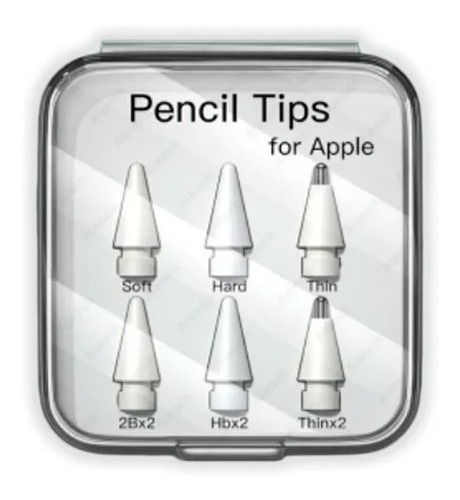 Kit 6 Pontas Compativel Com Apple Pencil - 2b / Hb / Thin
