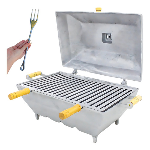 Churrasqueira A Bafo Quadrada Grande Em Aluminio Fundido