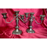 Lote X2 Antiguos Candelabros De Metal