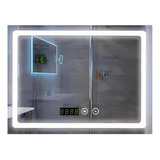 Espejo 3 Luz Led Smarttouch Reloj Digital Desempañante 70x50