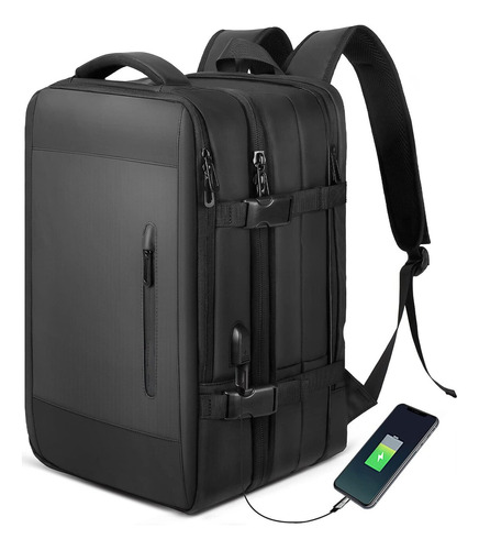 Mochila Amplia Impermeable Antirrobo Con Puerto Usb Notebook