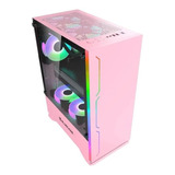 Gabinete Gamer Bg-028pk Rosa Fitaled Rgb Vidro Temp-bluecase