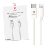 Cabo Carregador Dados Usb-c P/ iPhone Certificado Mfi Fancy Cor Branco